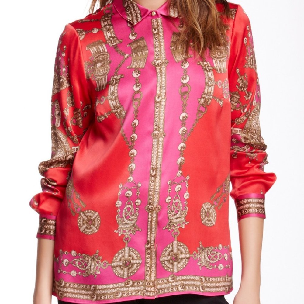 Marchesa Voyage Silk Treasure Scarf Blouse - NWT